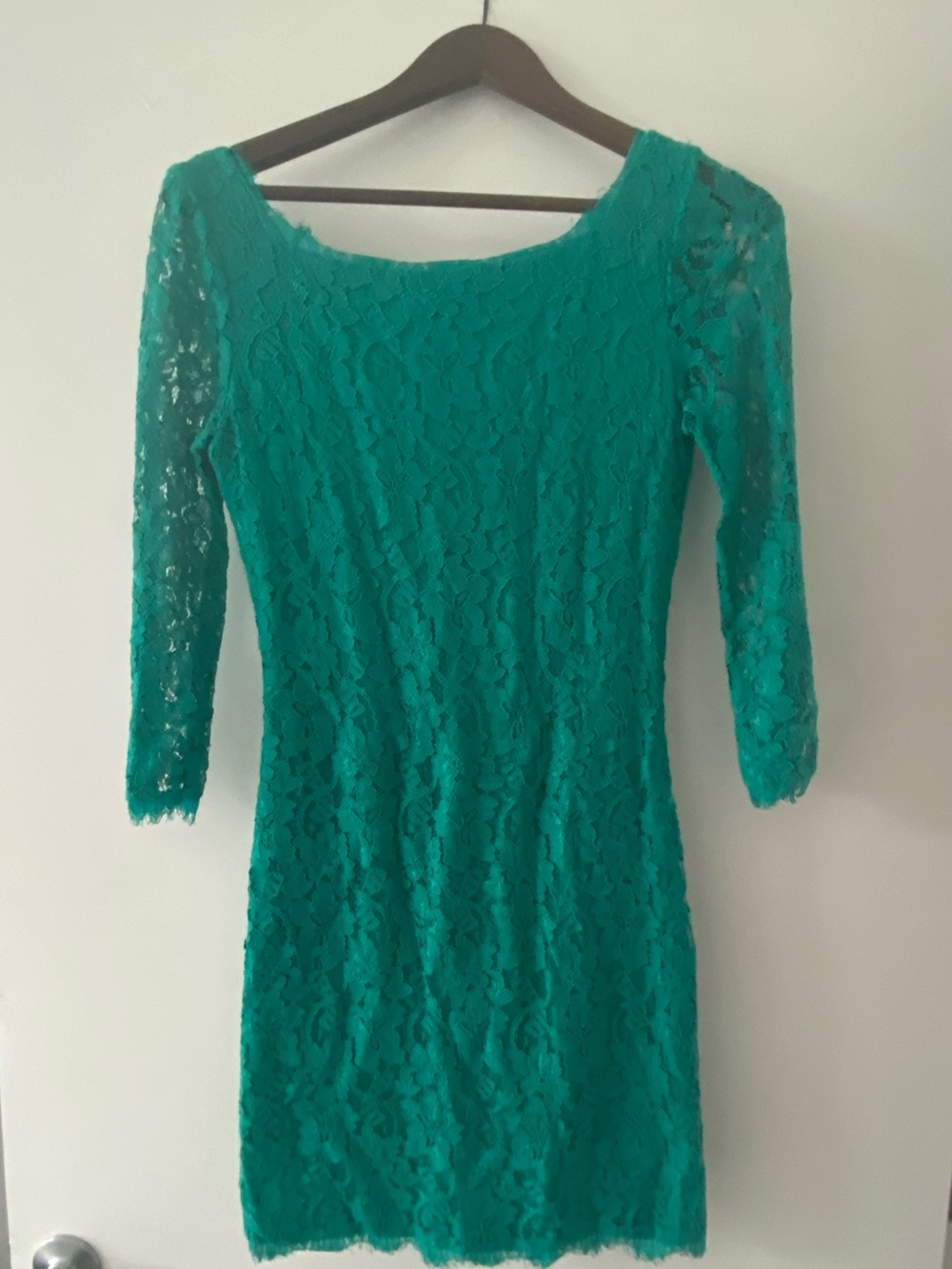 Diane Von Furstenberg Teal Green Lace Zarita Dress